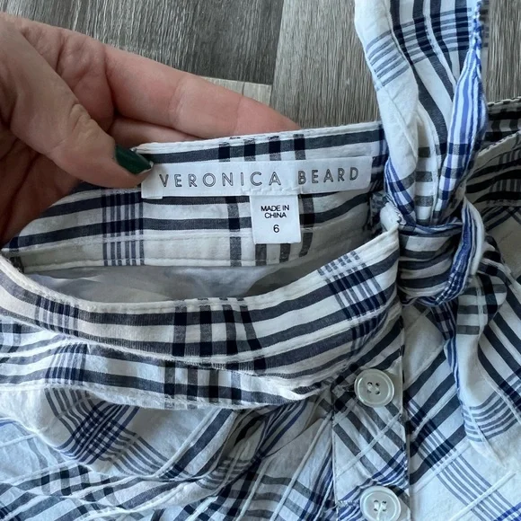 Veronica Beard Kaia Tie-Waist Plaid Mini Skirt Ruffle Size 6